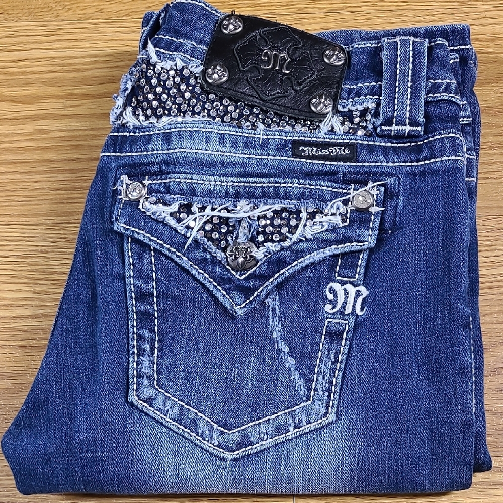 MISS ME VINTAGE 28 EASY BOOT JE5422EL GIRLS WOMEN PRE-OWNED FADED DENIM JEANS